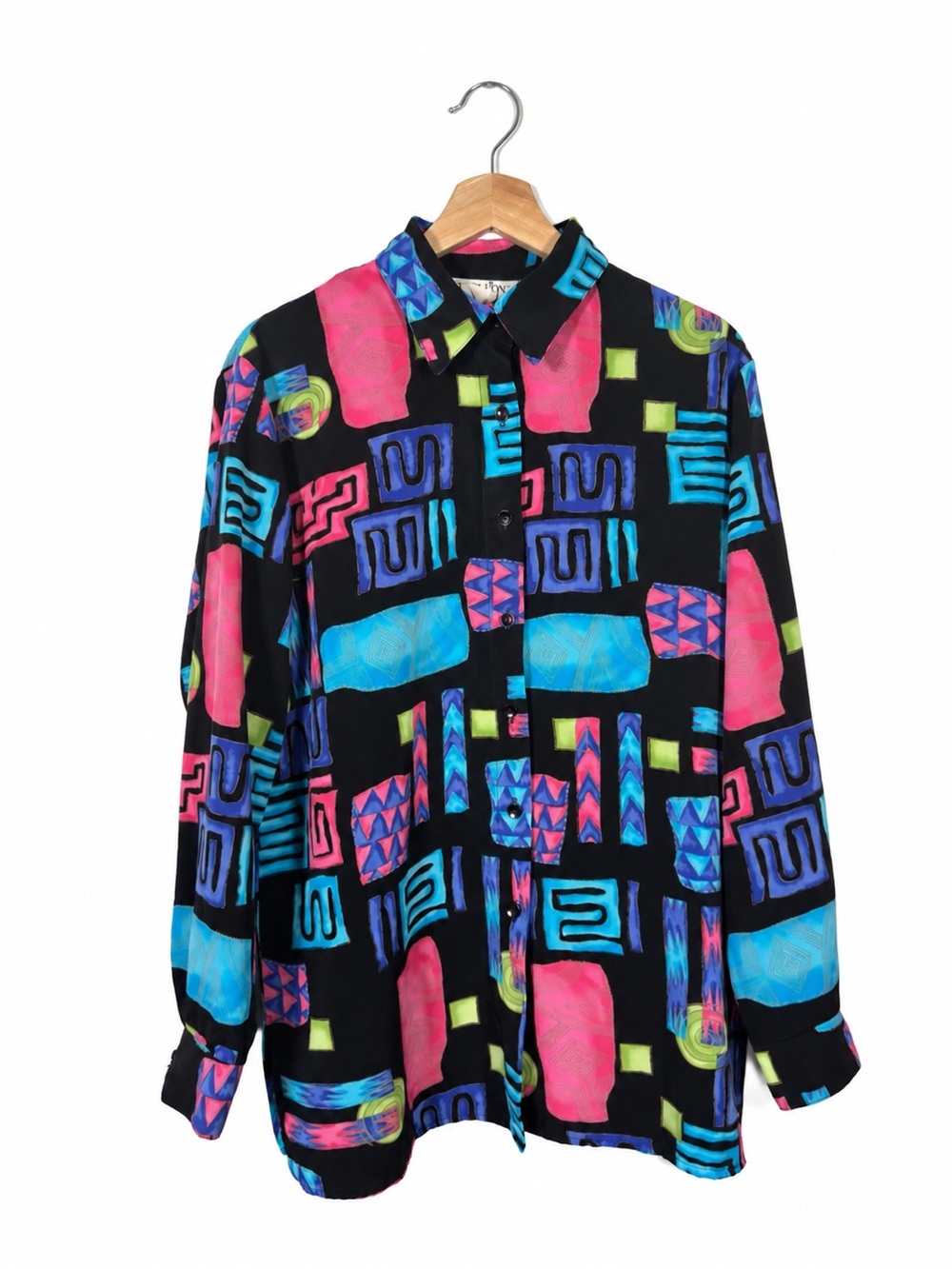 Papillon Women's Retro Shirt Down Blouse Size L VTG 90s Rave Party Maximalist